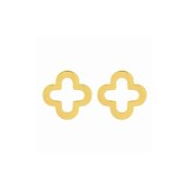 Brinco De Ouro 18k 750 Trevo Vazado Dourado Pequeno 6mm