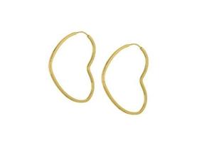Brinco de ouro 18k Argola Coração 3,5CM