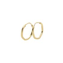 Brinco de ouro 18k Argola hexagonal 1,3Cm