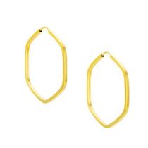 Brinco de ouro 18k Argola hexagonal 2Cm