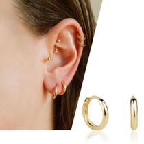 Brinco de Ouro 18k Argola Lisa Click Com Trava 12mm Infantil Segundo Furo