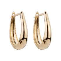 Brinco de Ouro 18k Argola Oval Em U Lisa Polida