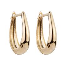 Brinco de Ouro 18k Argola Oval Em U Lisa Polida