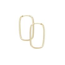 Brinco De Ouro 18k Argola Retangular