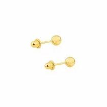 Brinco De Ouro 18k Bola 2.5mm Infantil 2o Furo Bebe