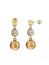 Brinco De Ouro 18k Bolas Pendurados Três Cores Tricolor Brinco De Ouro 18k Bolas Pendurados Três Cores Tricolor