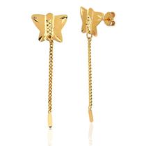 Brinco De Ouro 18k Borboleta Feminino Ab54