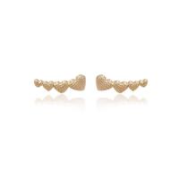 Brinco de Ouro 18k Coração Craquelado Ear Cuff - Graced Semijoias