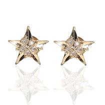 Brinco de ouro 18k Estrelas com Pedras