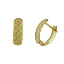 Brinco De Ouro 18k Meia Argola Trabalhada De 12mm