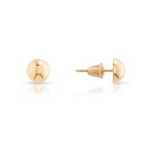 Brinco de Ouro 18K Meia Bola 5mm Clássico e Atemporal - Infantil, Juvenil e Adulto Brinco de Ouro 18K Meia Bola 5mm Clássico e Atemporal - Infantil, Juvenil e Adulto