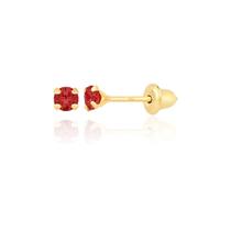 Brinco De Ouro 18k Pedra 2,5mm Recém-nascido Bebê Infantil Vermelho