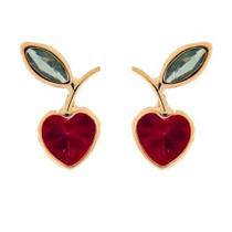 Brinco De Ouro 18k Pedra Morango