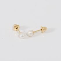 Brinco De Ouro 18k Pérola Natural 3mm Infantil Segundo Furo Brinco De Ouro 18k Pérola Natural 3mm Infantil Segundo Furo