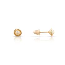 Brinco De Ouro 18k Pérola Natural 3mm Rococó Infantil Bebê