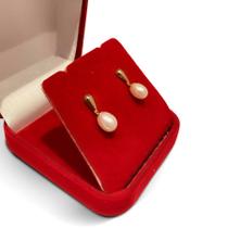 Brinco De Ouro 18k Pérola Natural Gota