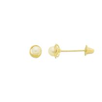 Brinco De Ouro 18k Pérolas Rococó Feminino Infantil
