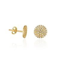 Brinco de Ouro 18k Pizza Pavê Zircônias 9,50mm