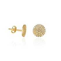 Brinco de Ouro 18k Pizza Pavê Zircônias 9,50mm