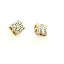 Brinco de ouro 18k Quadrado com pedras Brinco de ouro 18k Quadrado com pedras