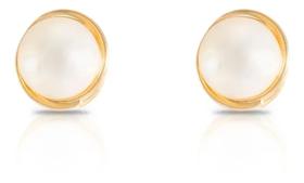 Brinco De Ouro 18k Rococó Com Pérola Natural 4mm Infantil Brinco De Ouro 18k Rococó Com Pérola Natural 4mm Infantil