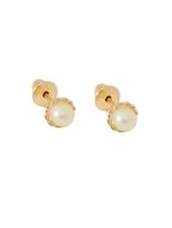 Brinco De Ouro 18k Torcido Com Pérola Natural 3mm Infantil Brinco De Ouro 18k Torcido Com Pérola Natural 3mm Infantil