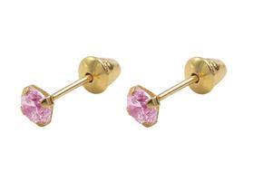 Brinco de Ouro 18k Zircônia de 3mm Infantil, bebê, recém nascido ou 2 furo - COR A ESCOLHER