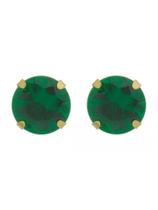 Brinco De Ouro 18k Zirconia Redonda De 7mm Cor Verde Brinco De Ouro 18k Zirconia Redonda De 7mm Cor Verde
