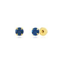 Brinco de ouro infantil bebê ou 2o furo 18k 3mm azul Brinco de ouro infantil bebê ou 2o furo 18k 3mm azul