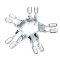 Brinco de Pedra Cristal Retângulo Ranhurado Prateado - Atacado