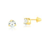 Brinco De Pedra De Zircônia 4Mm - Ouro 18K