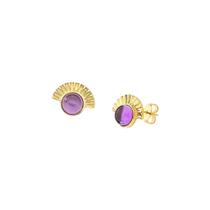 Brinco de Pedra Natural Ear Cuff Ametista folheado a ouro 18k