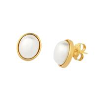 Brinco de Pedra Natural Pérola Shel Branca folheado a ouro 18k Brinco de Pedra Natural Pérola Shel Branca folheado a ouro 18k