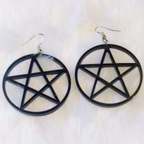 Brinco de Pentagrama 4cm Feito em Resina - Estilo Místico e Único Brinco de Pentagrama 4cm Feito em Resina - Estilo Místico e Único