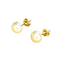Brinco de Pérola 8mm com pino banhado em ouro 18k Brinco de Pérola 8mm com pino banhado em ouro 18k