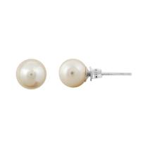 Brinco de Pérola 8mm Prata 925 Original Feminino Clássico + Nota Fiscal Brinco de Pérola 8mm Prata 925 Original Feminino Clássico + Nota Fiscal