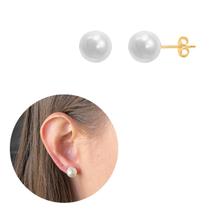 Brinco de Pérola antialérgico bola banho de ouro 18k 10mm