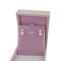 Brinco De Pérola Banhado a Ouro 18K Base De Estrela Bijou Art