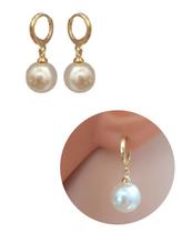 Brinco de Pérola com Argolinha folheado Ouro 18k Antalérgico Brinco de Pérola com Argolinha folheado Ouro 18k Antalérgico