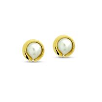 Brinco de Pérola com Contorno Dourado Folheado a Ouro 18k Classico e Elegante Brinco de Pérola com Contorno Dourado Folheado a Ouro 18k Classico e Elegante
