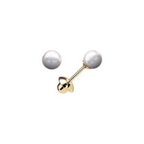 Brinco de Pérola Infantil 4mm Ouro 18K 059 Brinco de Pérola Infantil 4mm Ouro 18K 059
