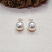 Brinco de Pérola Médio Folheado a Prata