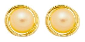 Brinco De Pérola Natural Em Ouro 18k Bebê Ninho 4mm Rococó Brinco De Pérola Natural Em Ouro 18k Bebê Ninho 4mm Rococó