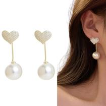 Brinco de Pérola Noiva Madrinhas Dourado Minimalista Festa