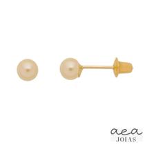 Brinco De Pérolas Bebê Infantil 3mm Em Ouro 18k Com Garantia Brinco De Pérolas Bebê Infantil 3mm Em Ouro 18k Com Garantia
