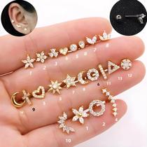 Brinco De Piercing Em Aço Cirúrgico Com Coroa De Cobre CZ Longa Para Helix Tragus Conch