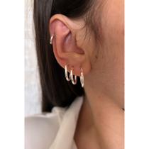 Brinco De Prata 4 PAres Furo De Prata 925 Maciça