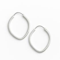 Brinco De Prata 925 Argola Oval 2,5cm Fio Quadrado Feminino