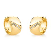 Brinco de Prata 925 com banho de Ouro 18k com Zircônia