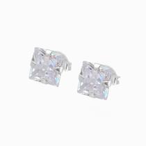 Brinco de prata 925 feminino 3mm ponto de luz quadrado